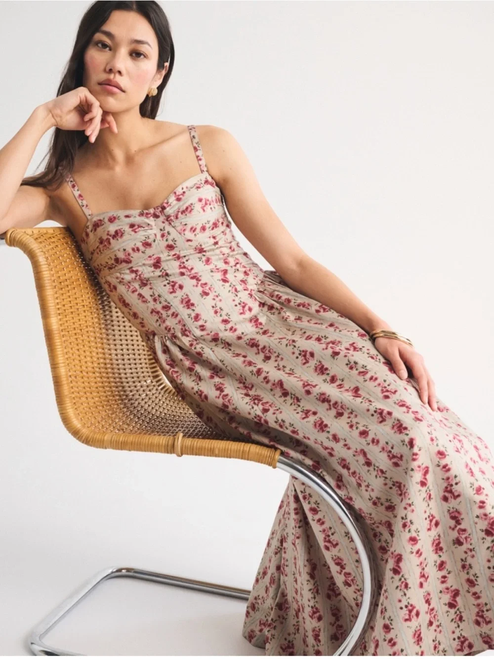 ABERCROMBIE & FITCH Bra-Free Dipped Waist Maxi Dress | Size XST
